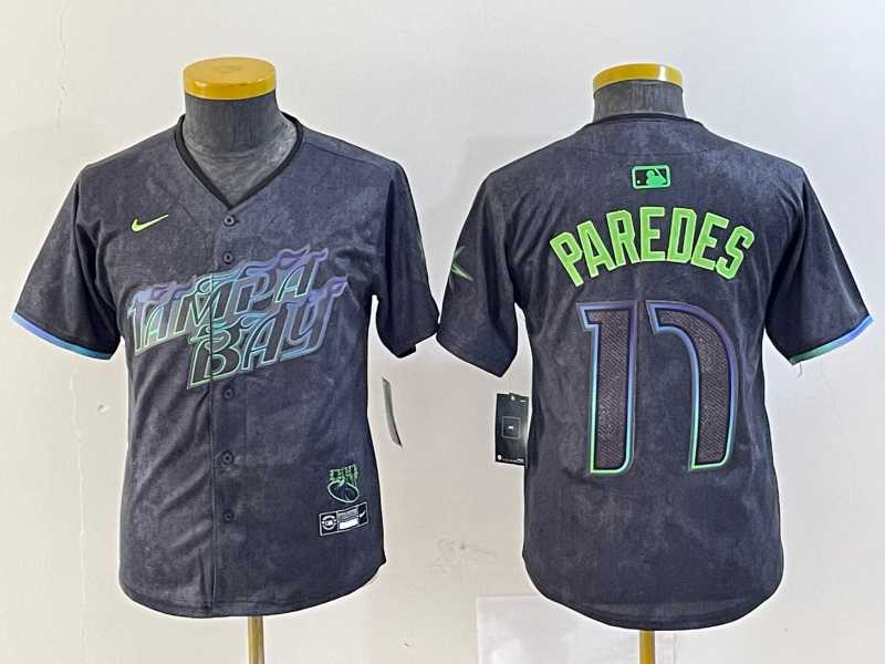 Youth Tampa Bay Rays #17 Isaac Paredes Charcoal 2024 City Connect Limited Cool Base Jersey,We sell and wholesale Youth Tampa Bay Rays #17 Isaac Paredes Charcoal 2024 City Connect Limited Cool Base Jersey on line form chian!